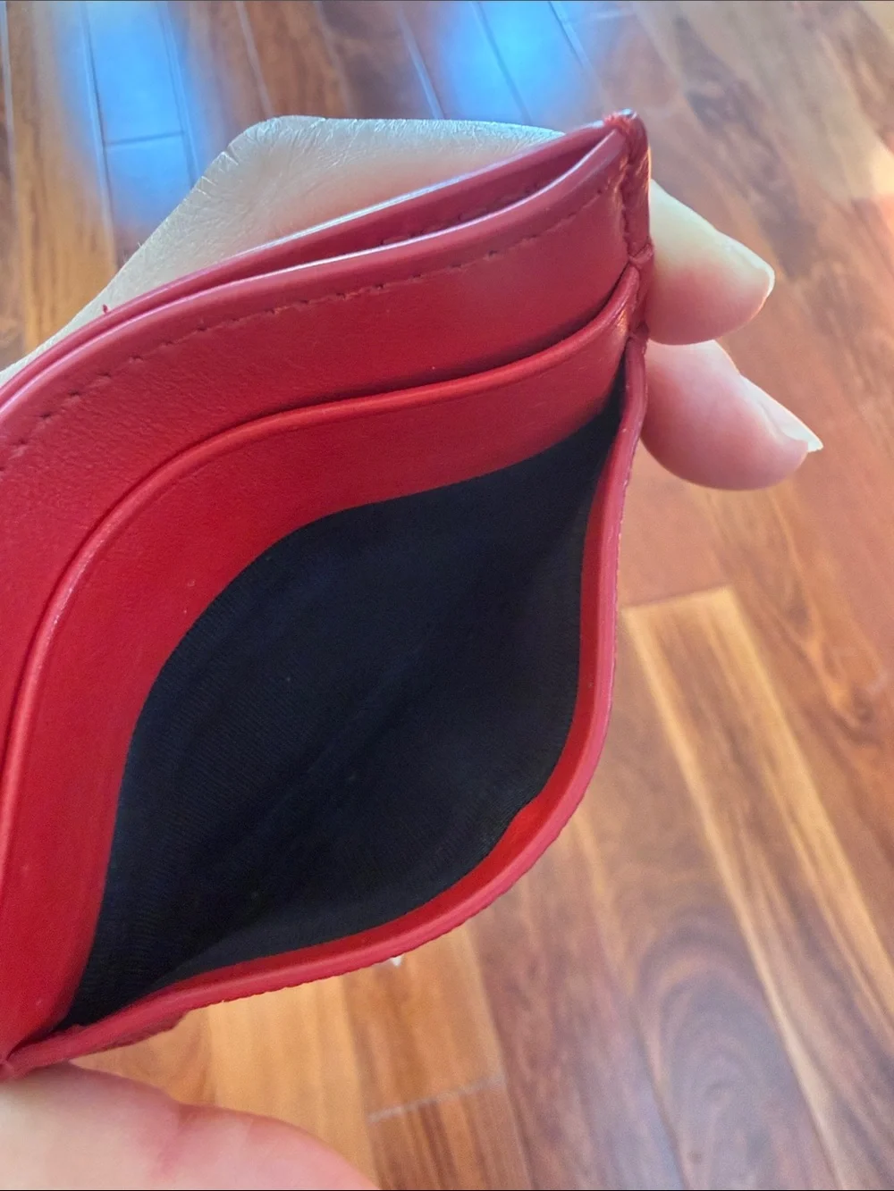 Burberry Red Leather TB Monogram Card Holder ,